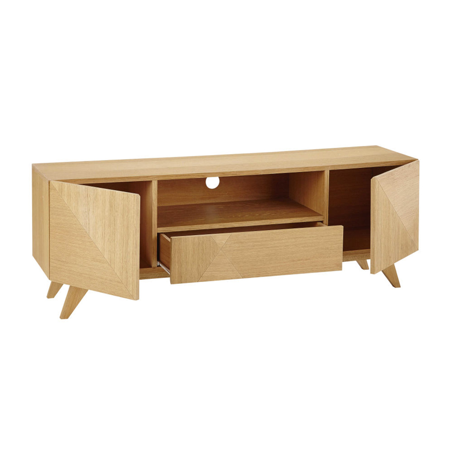 Meuble TV vintage Origami, avec 2 portes et 1 tiroir, design rétro, disponible à Dakar, Sénégal