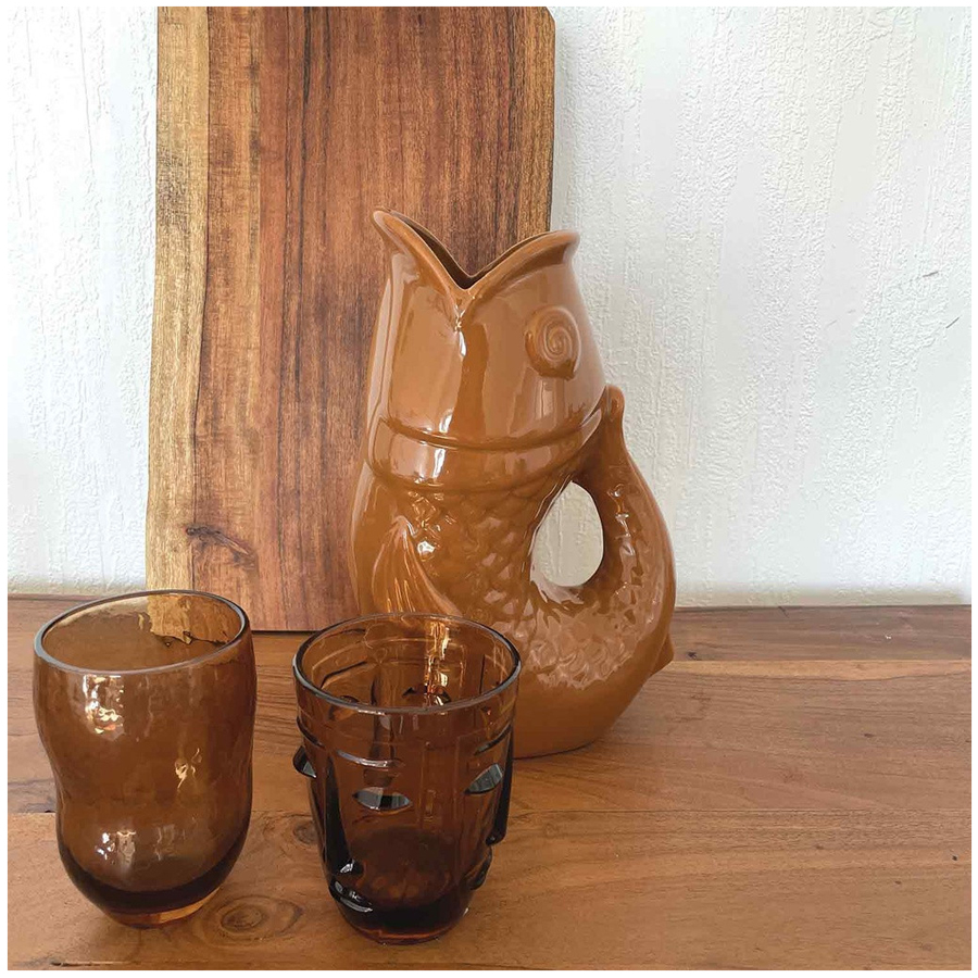 POISSON - Vase en céramique gm marron 16,5xH25,3cm