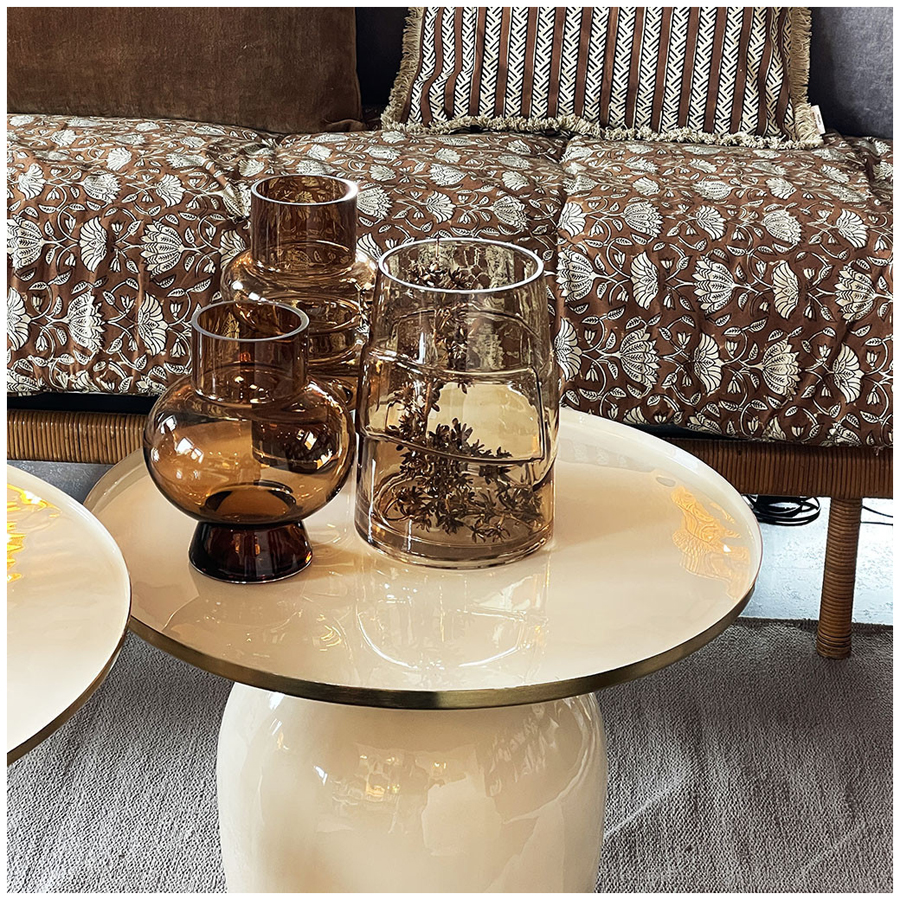 PINO - Vase décoratif en verre ambre rond, style contemporain, Dakar Sénégal