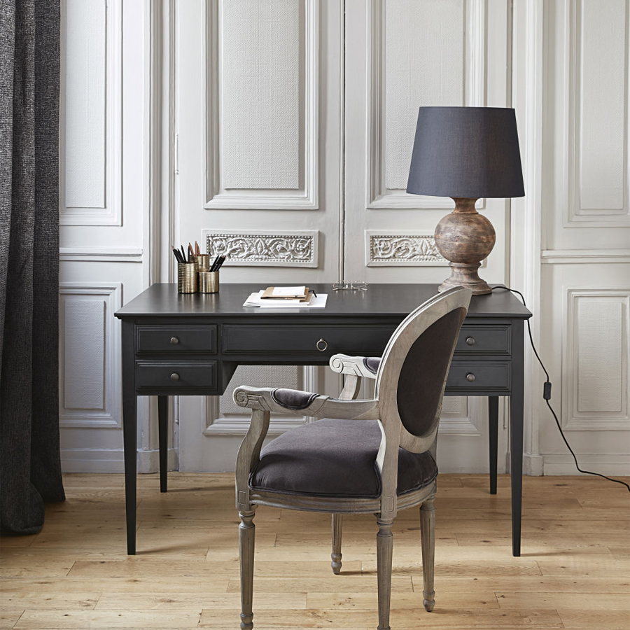 CAMBRONNE - Bureau 5 tiroirs noir mat