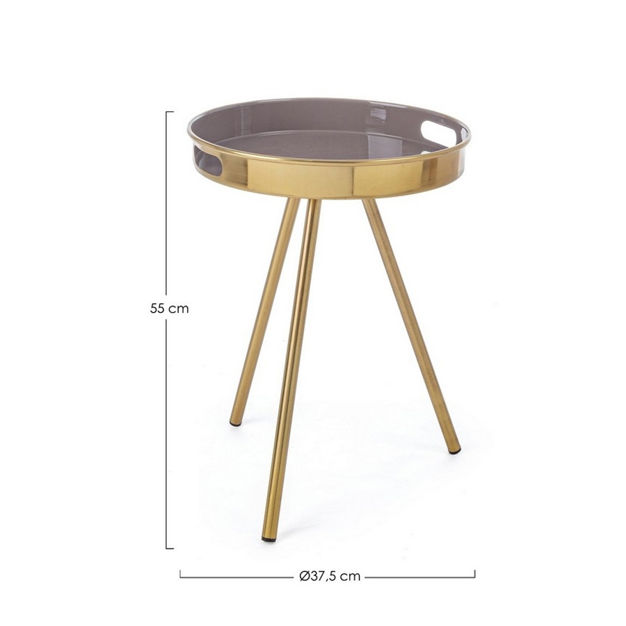 INESH - Table en acier taupe Ø37.5cm