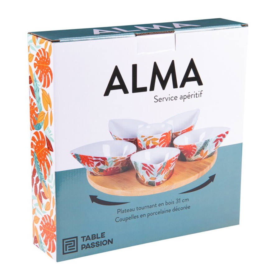 ALMA - Service apéritif en porcelaine 7 pièces Ø34
