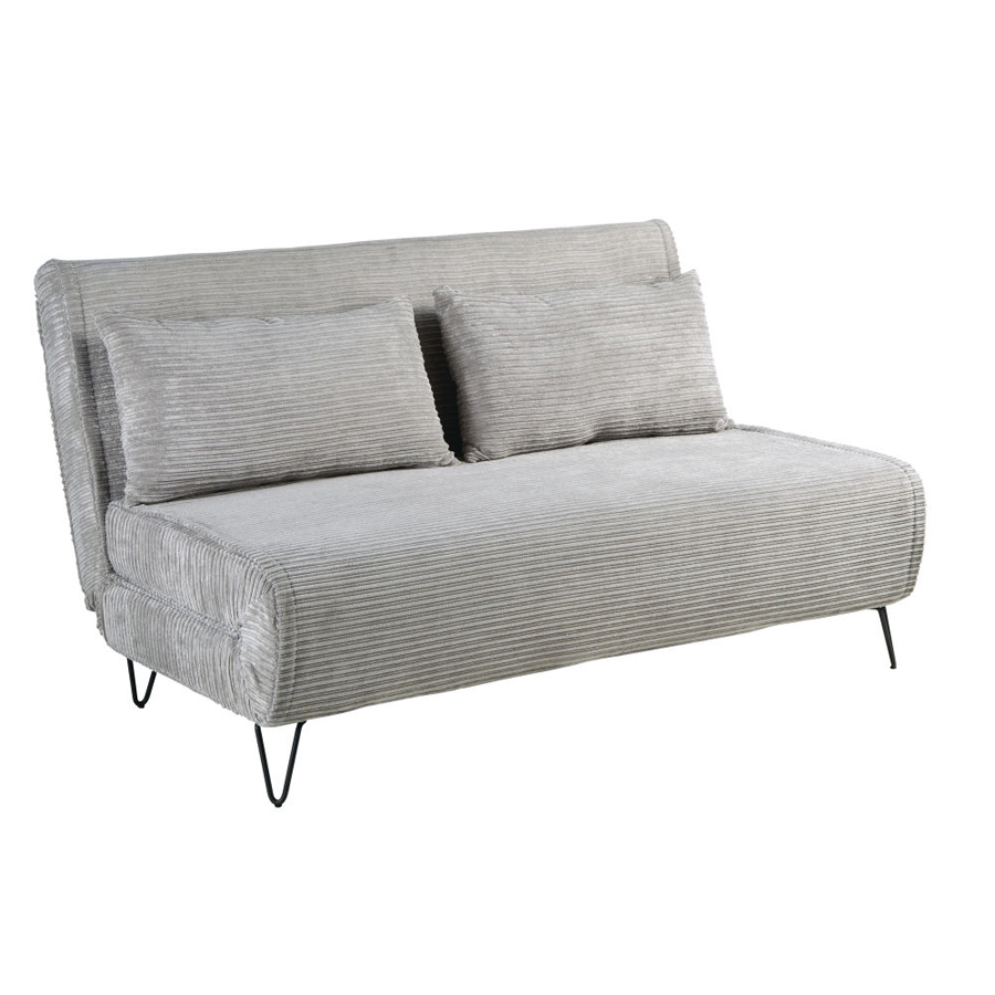 NIO - Banquette convertible 2 places en velours gris clair