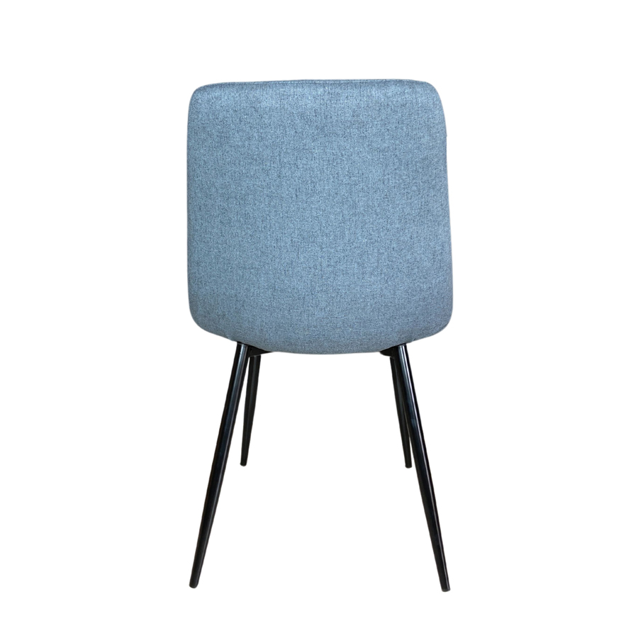 Chaise Alice en tissu bleu jean vue de dos - Élégance et modernité.