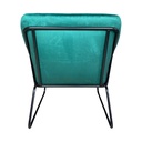 Arrière du fauteuil en velours vert, structure robuste en métal noir, idéal pour un salon chic, Dakar, Sénégal.