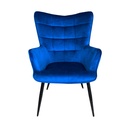 Fauteuil Victoire en Velours Bleu avec Pieds en Métal Noir pour Salon Rétro à Dakar, Sénégal