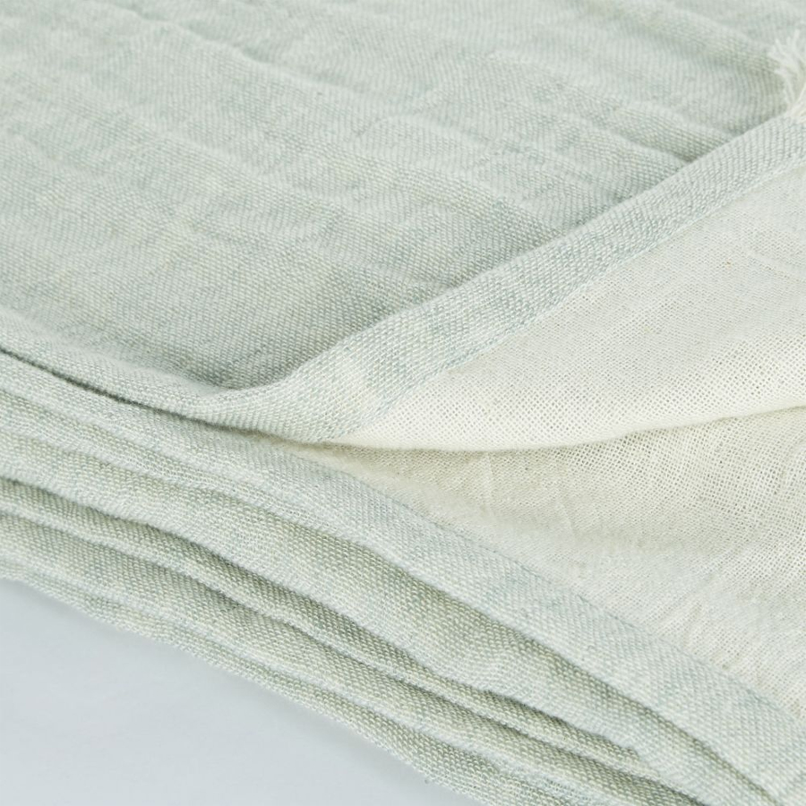 Plaid ALANO vert jade, matière coton et lin, décoration cosy, Dakar Sénégal