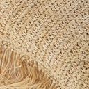 PUNTA CANA - Coussin en raphia tressé beige à franges 30x50