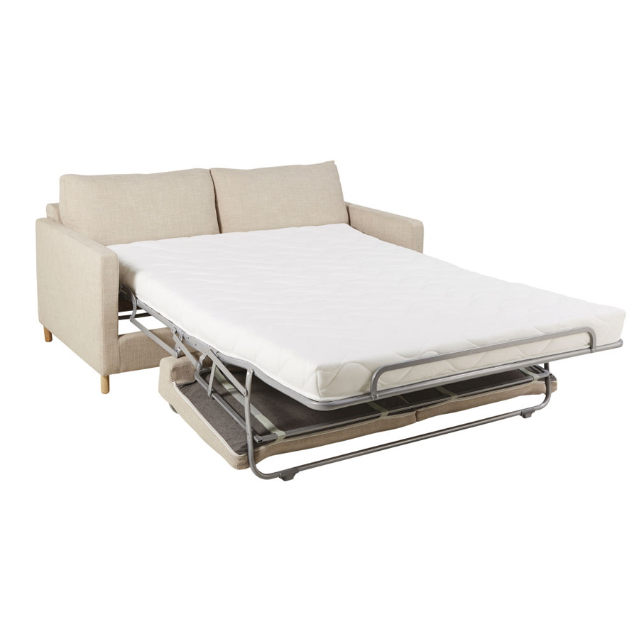 JULIAN - Canapé convertible 3 places beige, matelas 14 cm