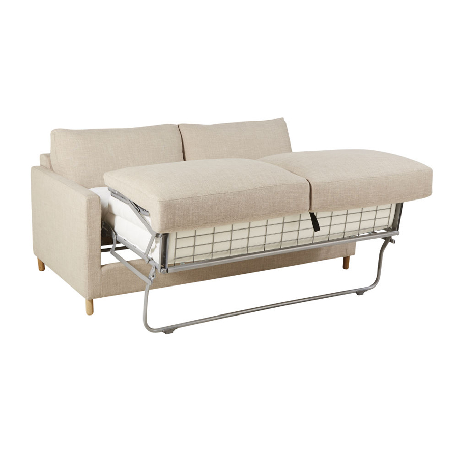 JULIAN - Canapé convertible 3 places beige, matelas 14 cm