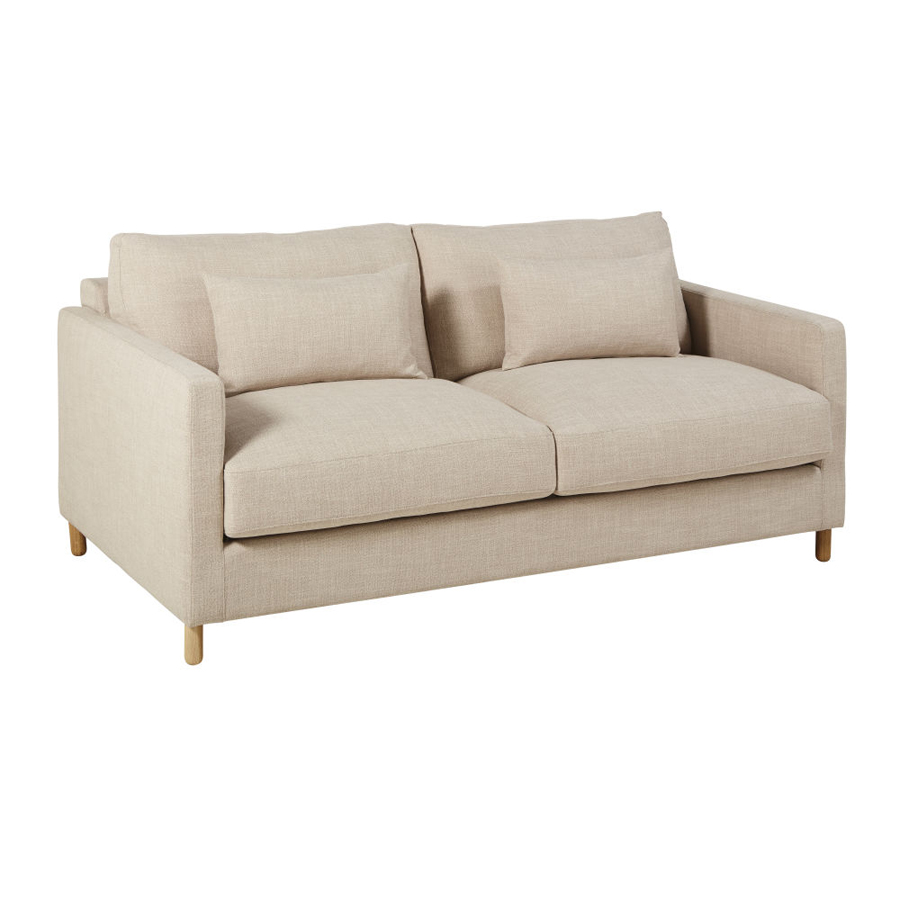 JULIAN - Canapé convertible 3 places beige, matelas 14 cm