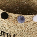 Panier Bazar enfant en fibre végétale avec pompons gris - Dakar, Sénégal.