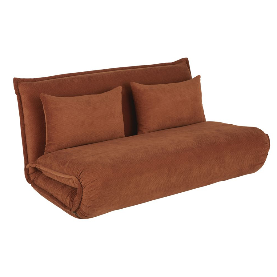 Hallen - Canapé convertible , finition en velours tricoté orange, parfait pour petits espaces, à Dakar, Sénégal