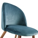 MAURICETTE - Chaise vintage en velours bleu paon et métal imitation chêne