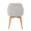Fauteuil Archie de table vu de dos, tissu gris clair tramé, pieds en bois de chêne, finition élégante - Dakar, Sénégal.