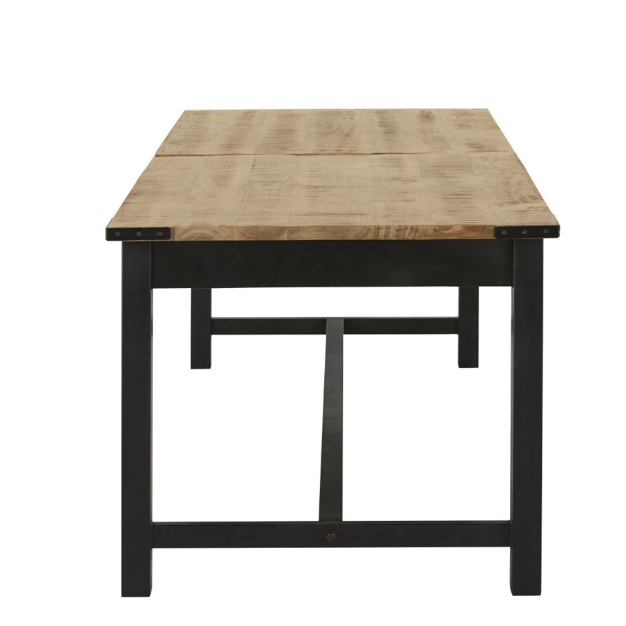 Table à manger Alfred en manguier et métal gris anthracite 8/12 personnes L200/280