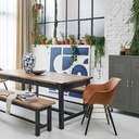 Table à manger Alfred en manguier et métal gris anthracite 8/12 personnes L200/280