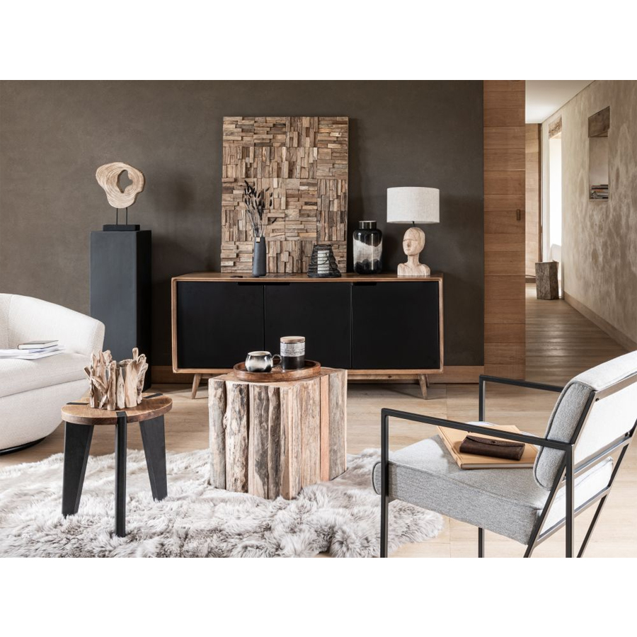 Buffet design Lenox, 3 portes, manguier massif et métal noir - Dakar, Sénégal