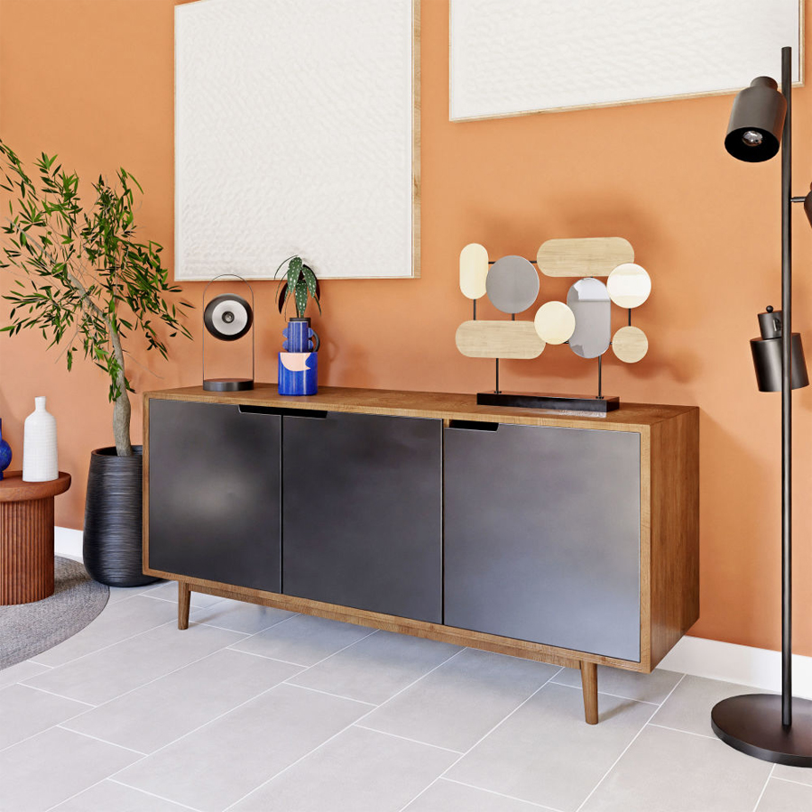 Buffet élégant Lenox, manguier massif et métal, 3 portes pratiques - Dakar, Sénégal