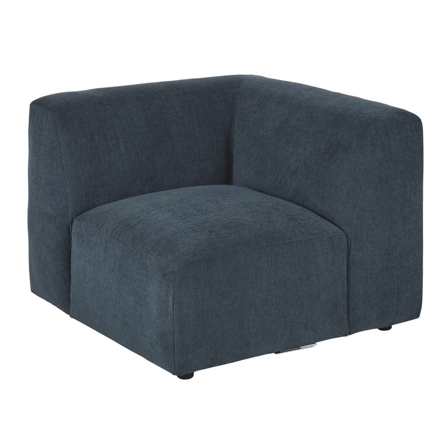 Accoudoir gauche Buddy en bois et tissu bleu pour canapé modulable, Dakar Sénégal