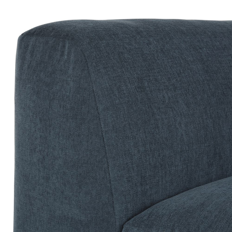 Détail de l'accoudoir Buddy en tissu bleu pour canapé modulable, Dakar, Sénégal