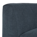 Détail de l'accoudoir Buddy en tissu bleu pour canapé modulable, Dakar, Sénégal