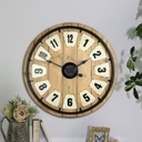 CLAKE - Horloge murale en métal noir et bois naturel Ø69,5