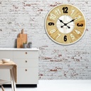 GEDLAKE - Horloge XL murale vintage ronde en bois Ø80