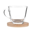 Coffret 4 tasses en verre et sous coupes en bambou
