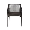 Fauteuil à dîner de jardin Arun noir en résine et métal, vue de face. Dakar, Sénégal.