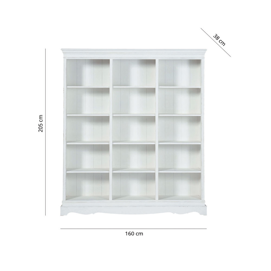 Détail de la bibliothèque blanche Joséphine avec ses finitions raffinées pour un style classique chic à Dakar, Sénégal.