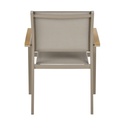 Fauteuil de jardin taupe avec accoudoirs en bois, vue arrière, Dakar, Sénégal.