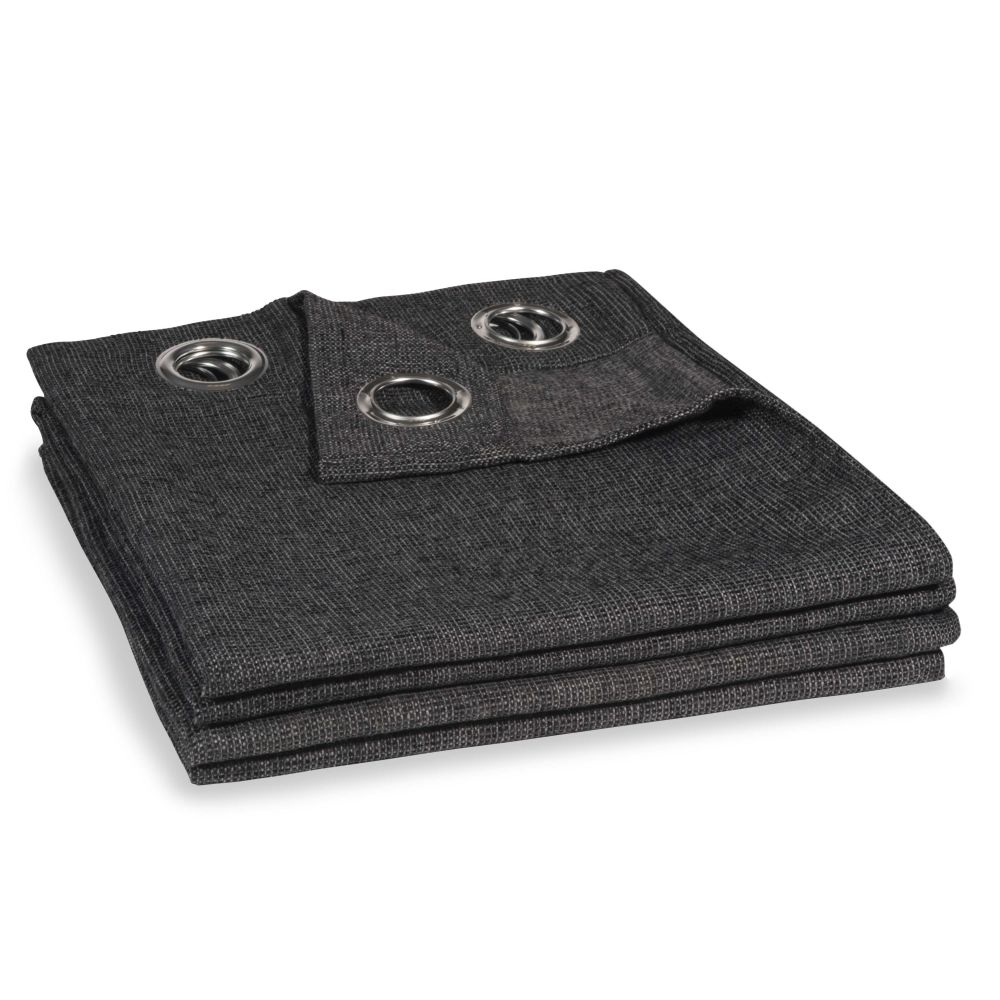 Rideau à œillets en polyester recyclé gris carbone à l'unité