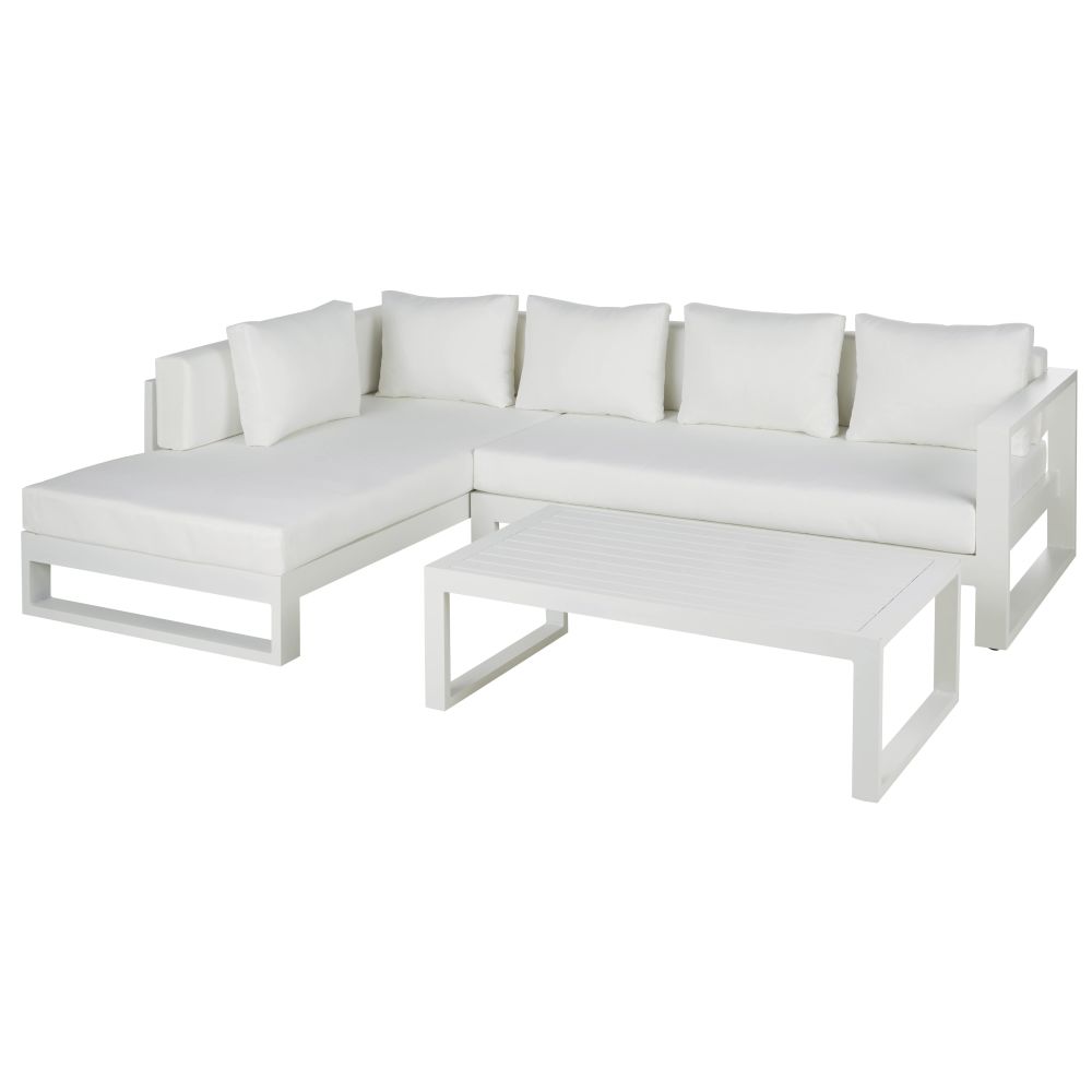 Salon de jardin THETIS en aluminium blanc, 4/5 places avec table basse, Dakar Sénégal