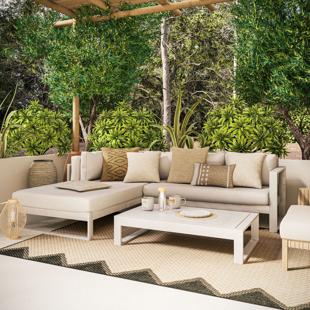 Salon de jardin THETIS blanc, 4/5 places avec coussins déhoussables, Dakar Sénégal