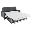 Canapé-lit Julian en velours gris anthracite avec matelas déplié, Dakar, Sénégal.