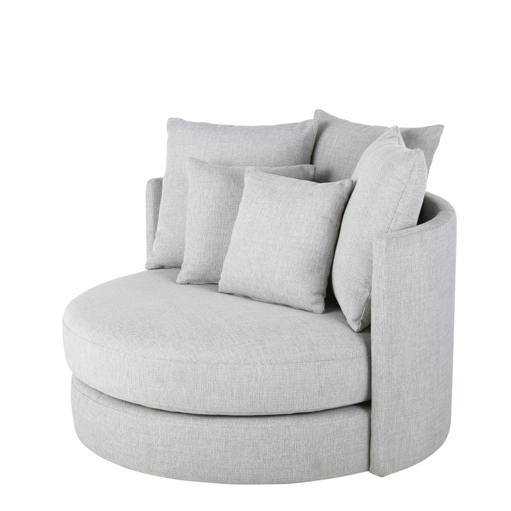 Canapé rond Dita 2 places en tissu gris pour petit salon à Dakar, Sénégal