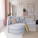 Canapé rond Dita 2 places en tissu gris pour petit salon à Dakar, Sénégal