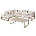 THETIS - Salon de jardin 5 places en aluminium taupe et écru