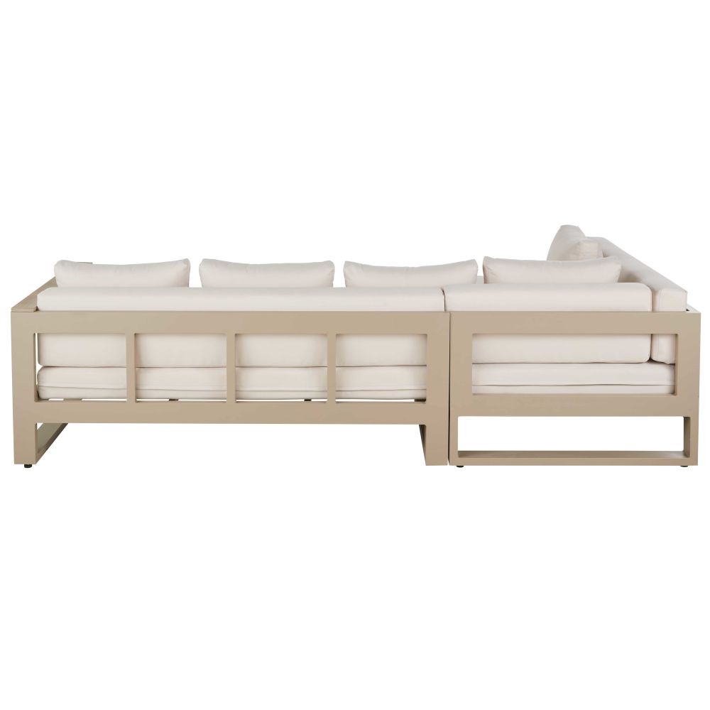 THETIS - Salon de jardin 5 places en aluminium taupe et écru