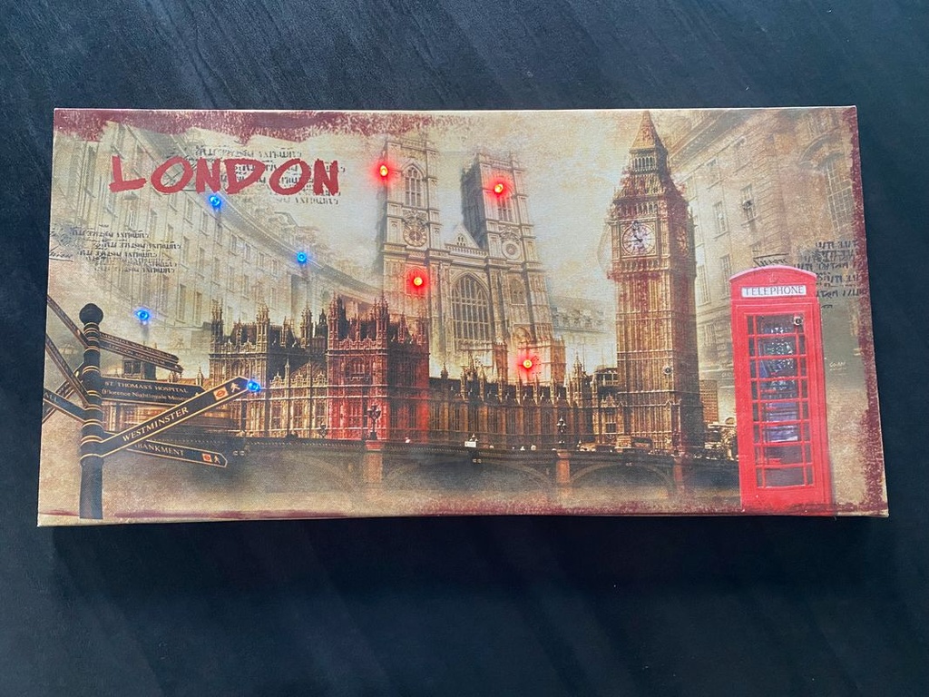 Tableau LED motif Londres, design moderne avec éclairage intégré, Dakar Sénégal