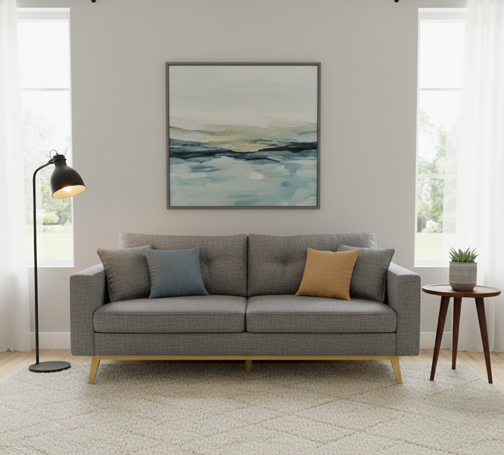 BROOKE - Canapé style scandinave 3 places gris anthracite