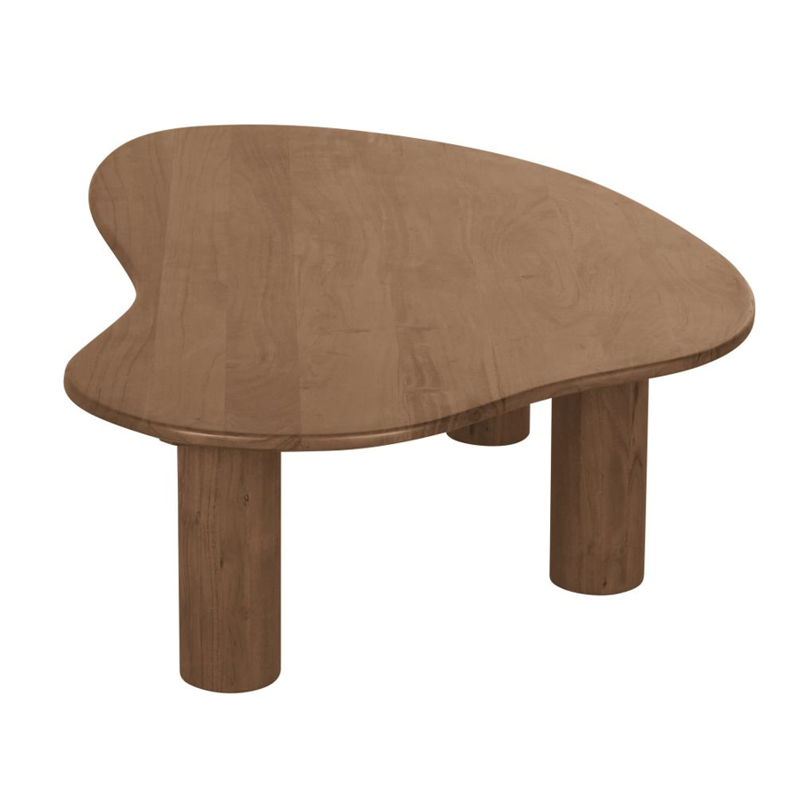 Table basse Sacramento en bois d'acacia massif marron, design ovoïde. Dakar, Sénégal.