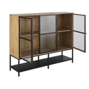 Vitrine 2 portes Wayampi élégante, alliant bois de manguier massif et métal noir, parfaite pour un intérieur moderne à Dakar, Sénégal.