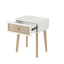 YSEE - Table de chevet avec façade en rotin tressé et poignée laiton, Dakar Sénégal
