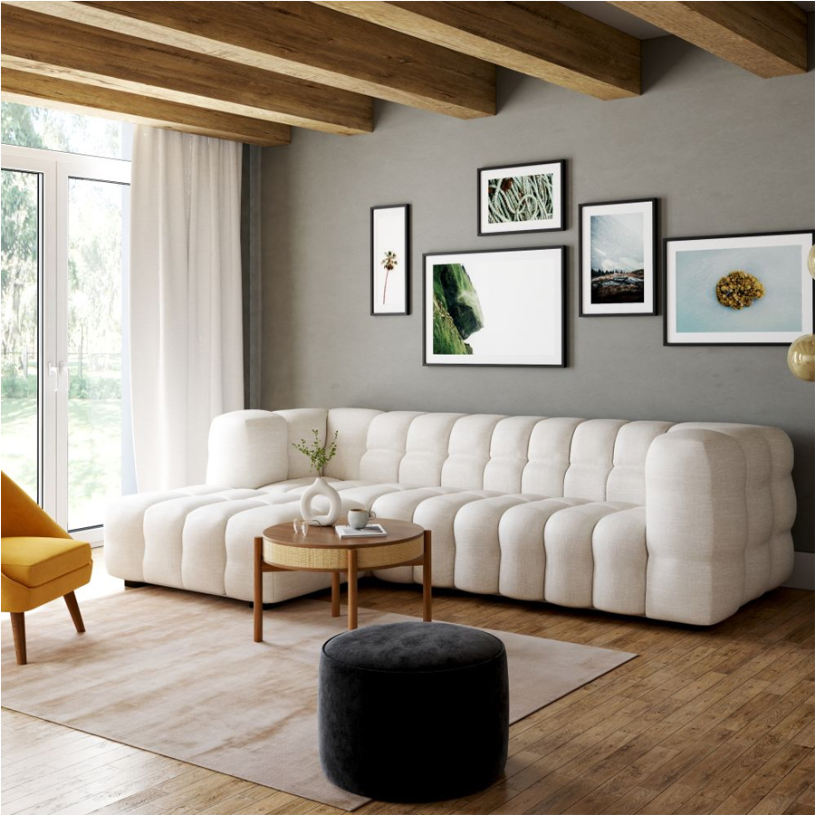 Canapé d'angle gauche LILO, design cosy coloris sable, Dakar Sénégal