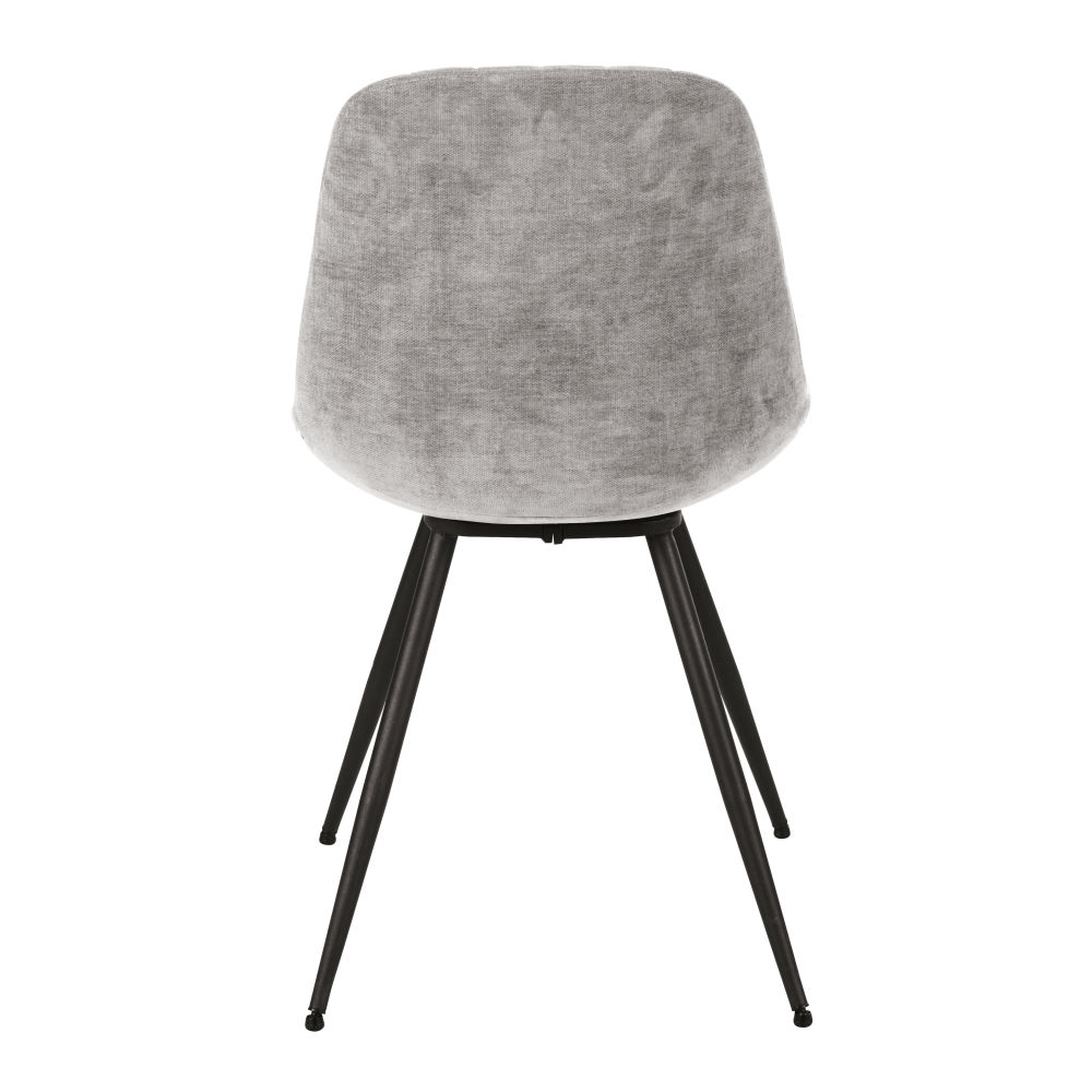 Détails de la Chaise Keira en velours gris, pieds en métal. Dakar, Sénègal