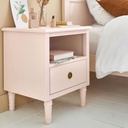 Table de chevet MILIE, design en panneaux MDF rose clair avec détails en laiton, Dakar Sénégal