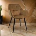 Fauteuil Louise en Velours Ocre avec Pieds en Métal Noir pour Salon Cosy à Dakar, Sénégal