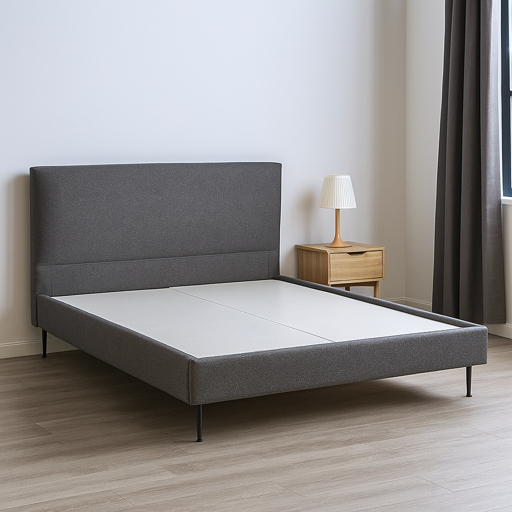 Lit CITY gris, couchage double 180x200 avec structure robuste en tissu et bois, Dakar Sénégal